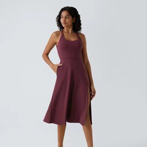 NWT Halara Backless Cut Out Twisted Midi Dress in Fig | Size 2X